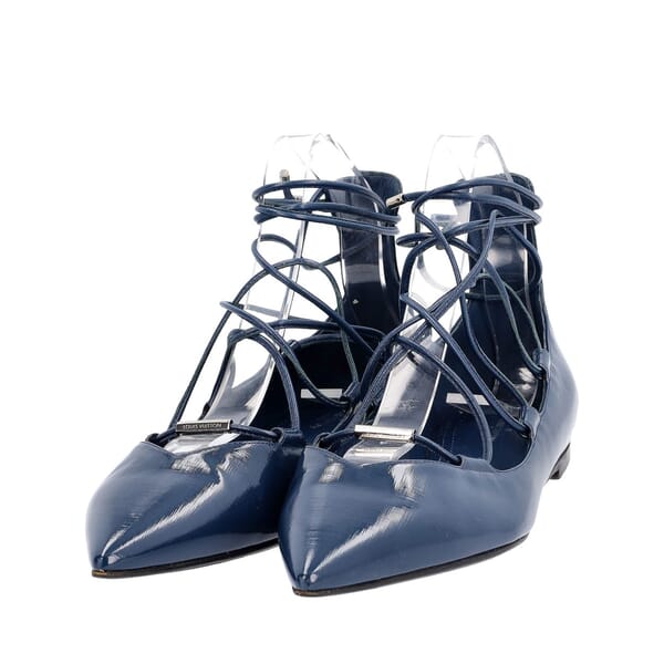 Glazed Leather Covergirl Ballerina Flats Navy