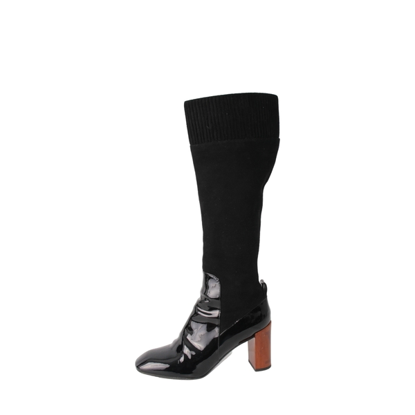 Mixed Material Boots Black