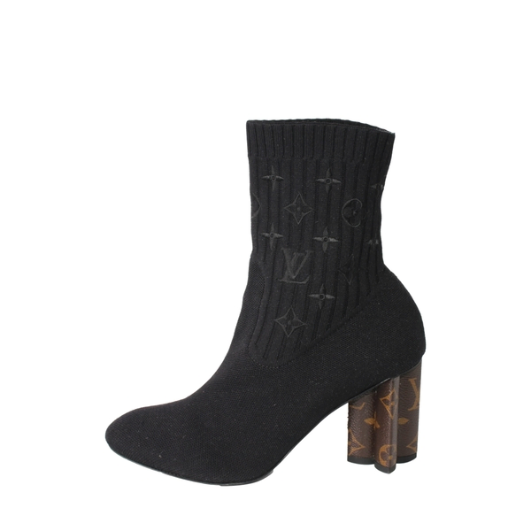 Knit Silhouette Ankle Boots Black