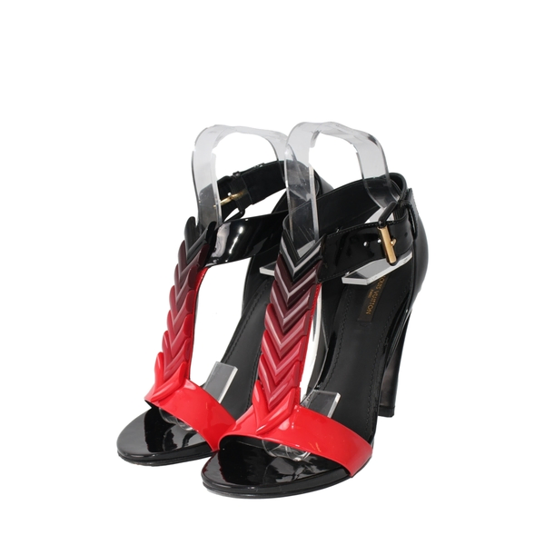 Patent Slingback Sandals Red/Black