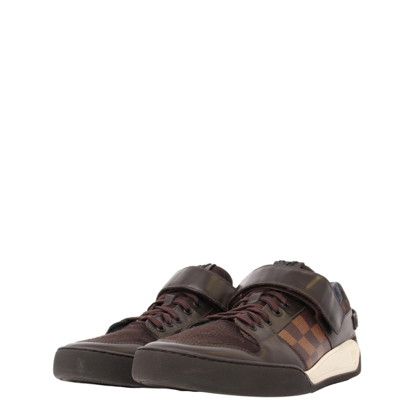 Mixed Material Elliptic Sneakers Brown