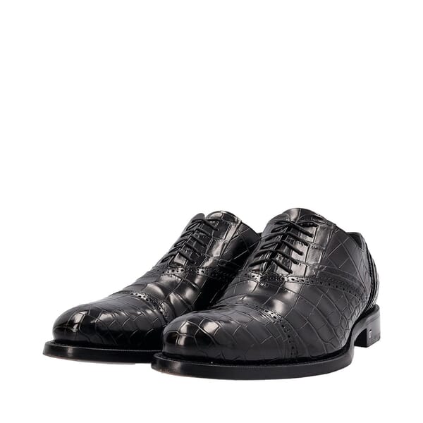 Alligator Manhattan Richelieu Shoes Black