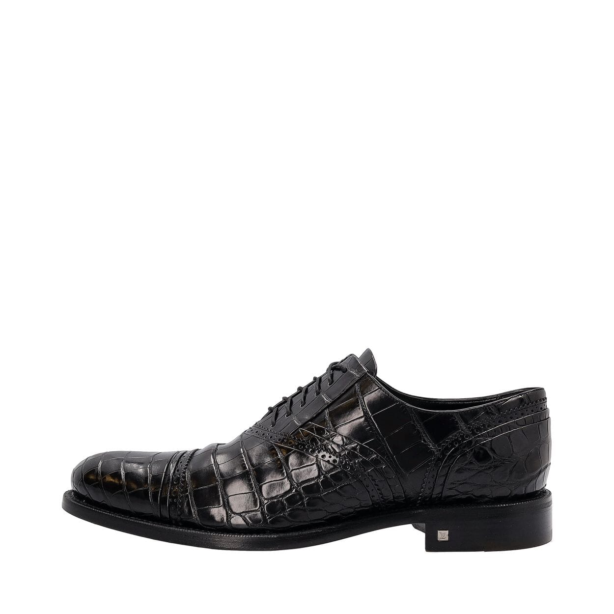 LOUIS VUITTON Alligator Manhattan Richelieu Shoes Black | Luxity