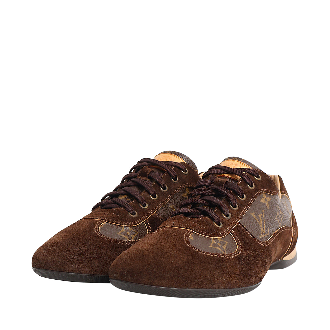 LOUIS VUITTON ブラウン ドレスシューズ LOUIS VUITTON Suede/Monogram Sneakers Brown | Luxity