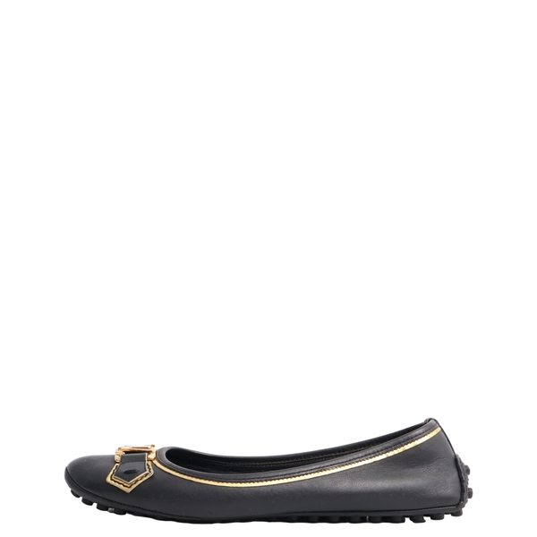 Leather Oxford Ballerina Flats Black