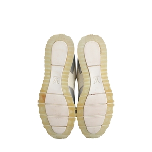 Leather Embossed Run Away Sneakers White/Silver, view 5