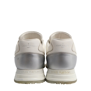 Leather Embossed Run Away Sneakers White/Silver, view 3