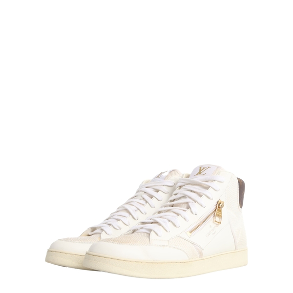 Mixed Material Rivoli High Top Sneakers White