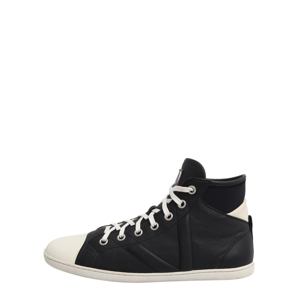 Leather Baseball High Top Sneakers Black
