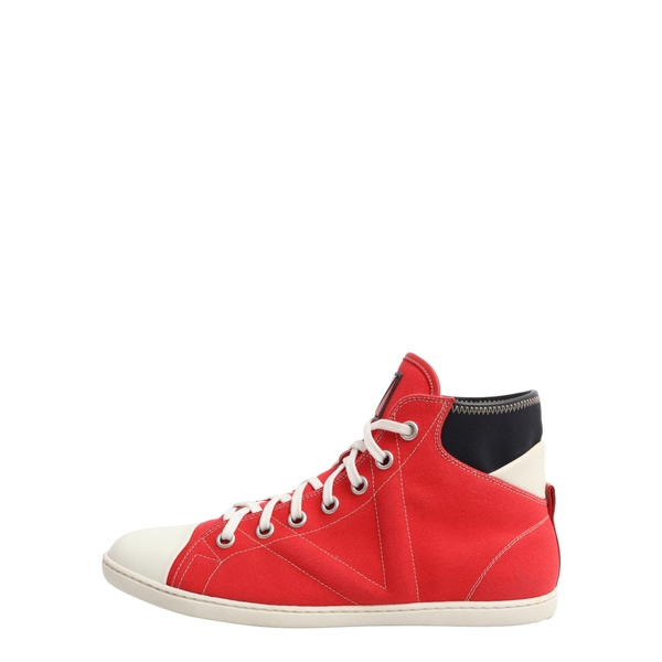Canvas Baseball High Top Sneakers Red