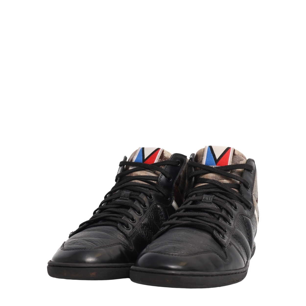 CHRISTIAN LOUBOUTIN Mix Material Lou Spike High Top Sneakers