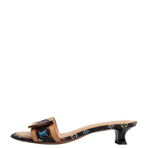 Multicolor Kitten Heel Slide Sandals Back