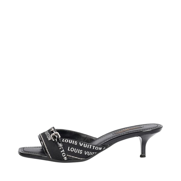 Canvas Logo Slide Sandals Black/White