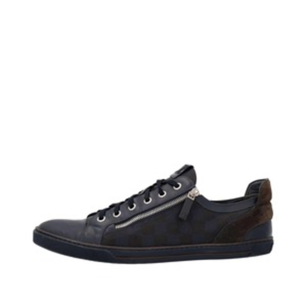 Damier Mixed Material Zip Detail Sneakers