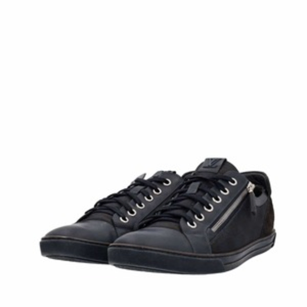 Damier Mixed Material Zip Detail Sneakers