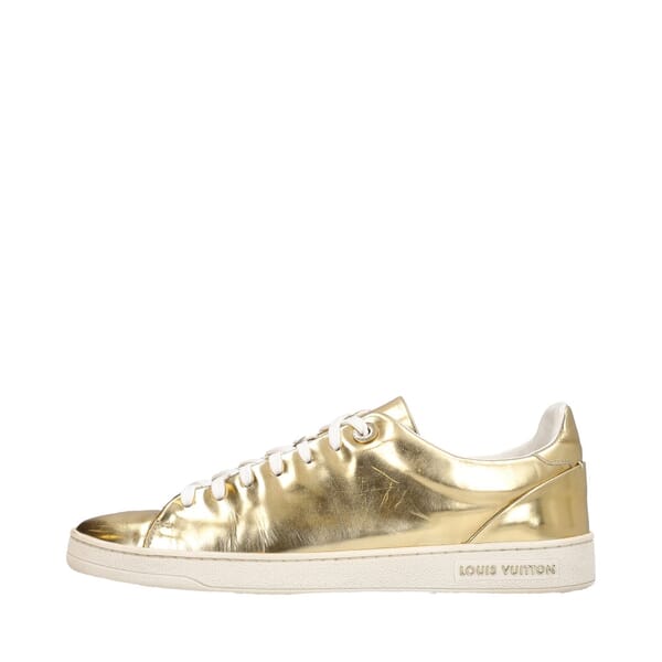Metallic Leather Frontrow Sneakers Gold