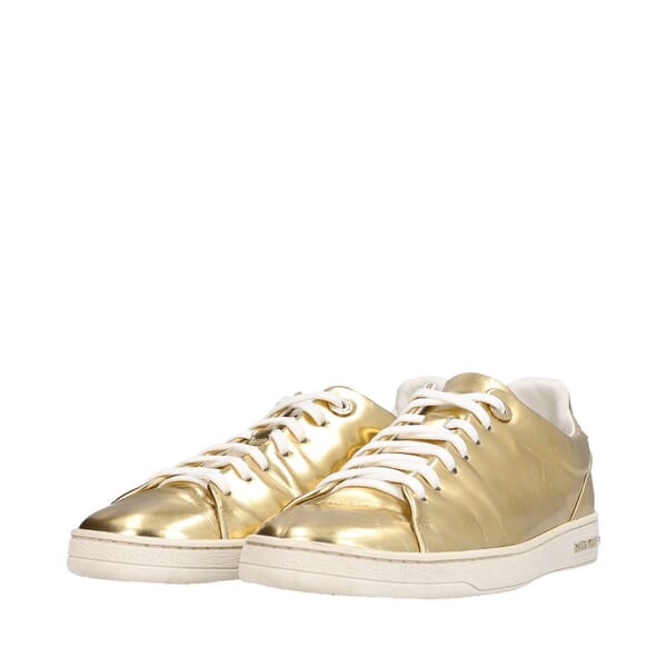 Metallic Leather Frontrow Sneakers Gold
