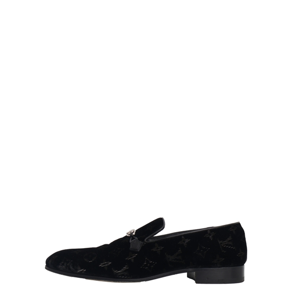 Velvet LV Embossed Loafers Black