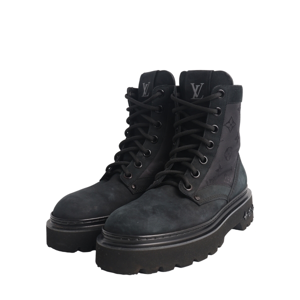 Monogram Jacquard/ Nubuck LV Boot Ranger Black