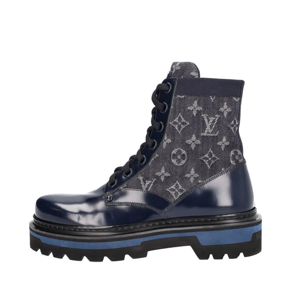 Monogram Denim/Leather LV Boot Ranger Blue