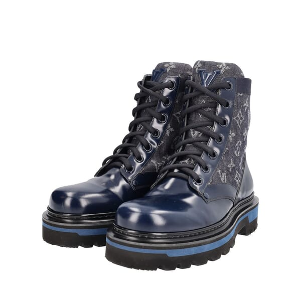 Monogram Denim/Leather LV Boot Ranger Blue