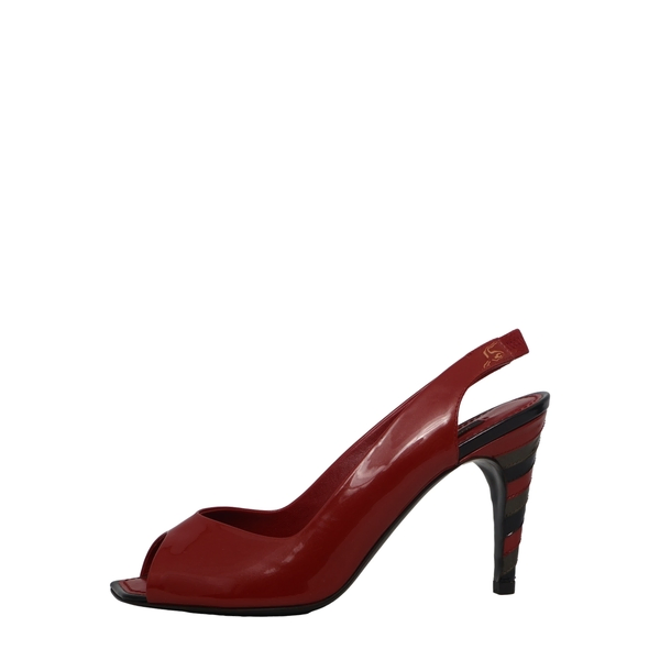 Patent Slingback Peep Toe Pumps Red