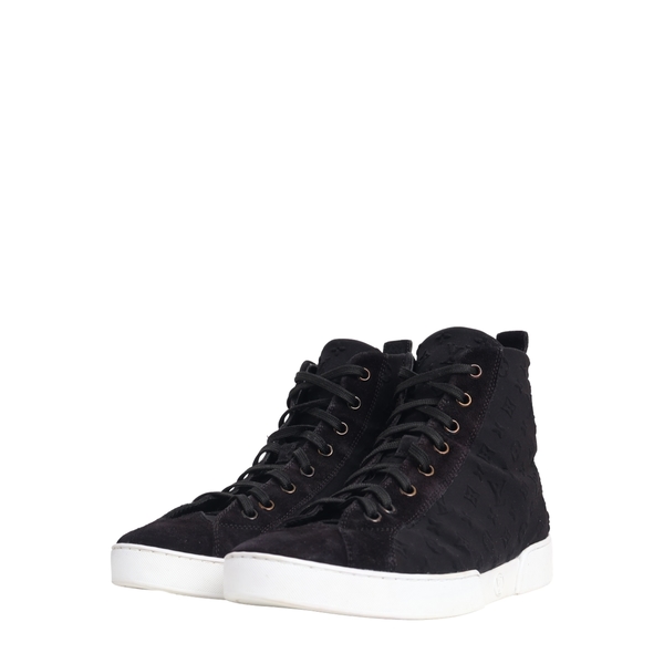 Suede/Nylon Embossed Stellar High Top Sneakers Black