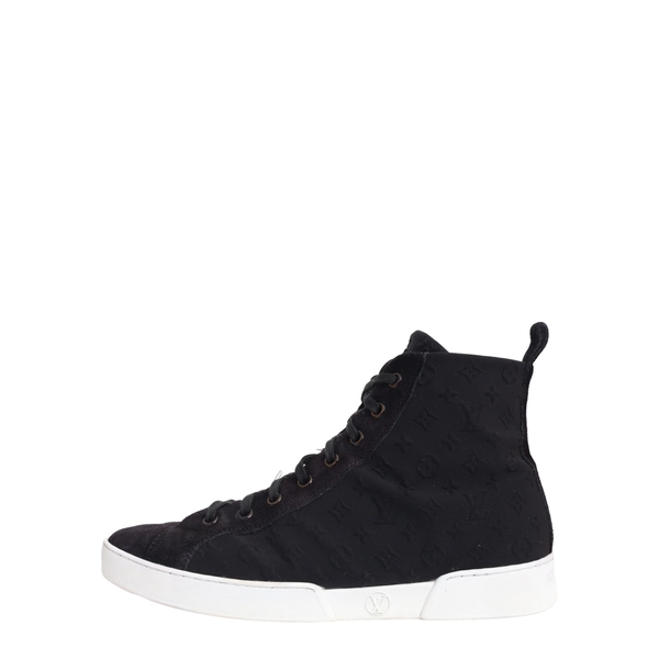 Suede/Nylon Embossed Stellar High Top Sneakers Black