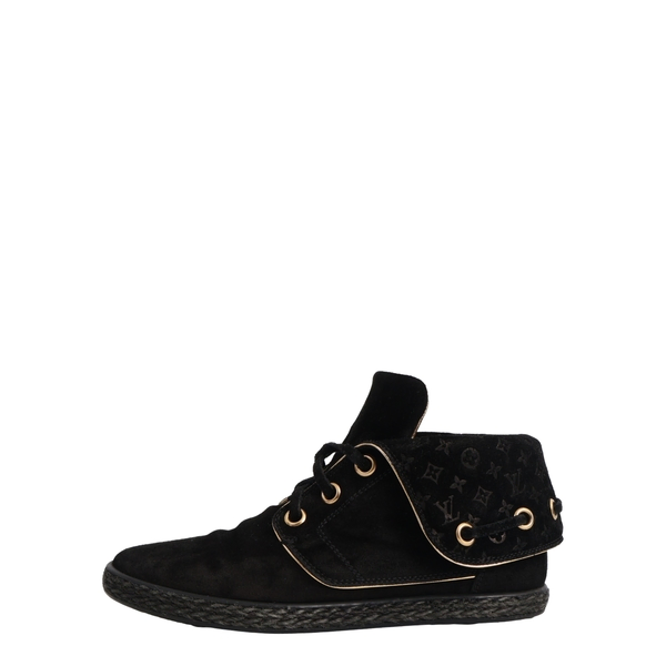 Suede Collar Espadrille Sneakers Black
