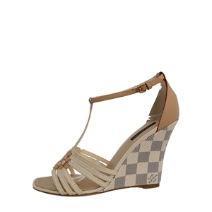 Damier Azur Wedge Sandals, view 2