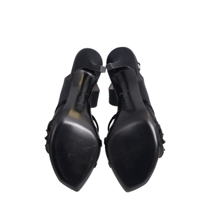 Satin/Velvet Embellished Slingback Sandals Black, view 5