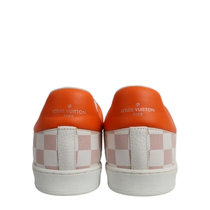 Leather/Damier Luxembourg Sneakers White/Orange, view 4