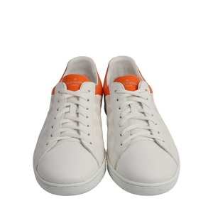 Leather/Damier Luxembourg Sneakers White/Orange, view 3