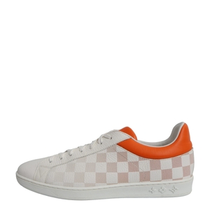 Leather/Damier Luxembourg Sneakers White/Orange, view 2
