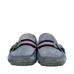 Leather/Suede Buckle Mocassins Loafers Blue, view 3