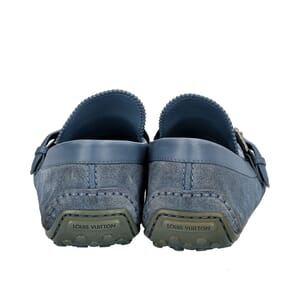 Leather/Suede Buckle Mocassins Loafers Blue, view 4