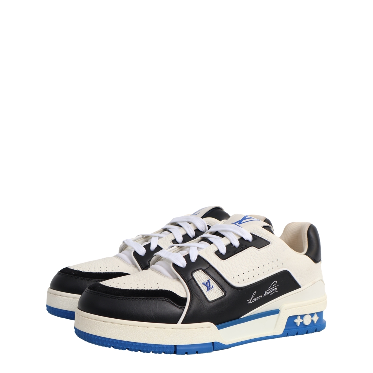 Leather LV Trainer Sneakers Black/White