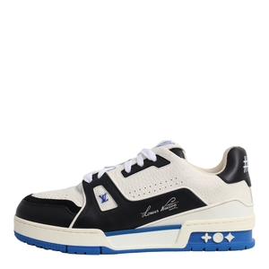 Leather LV Trainer Sneakers Black/White, view 2