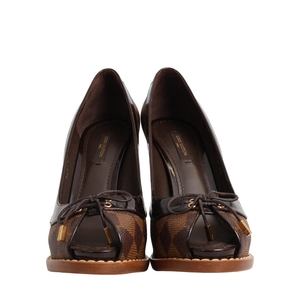 Damier Ebene Palm Beach Peep Toe Pumps, view 3