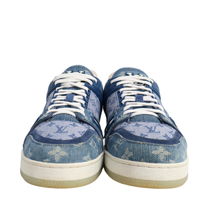 Monogram Denim LV Trainer Sneaker Blue, view 3