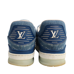 Monogram Denim LV Trainer Sneaker Blue, view 4