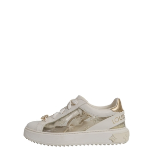 Leather/PVC Time Out Sneakers White/Champagne, view 2
