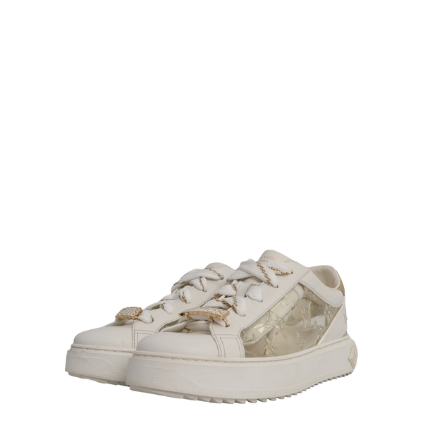 Leather/PVC Time Out Sneakers White/Champagne