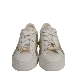 Leather/PVC Time Out Sneakers White/Champagne, view 3