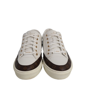 Leather/Monogram Stellar Sneakers White, view 3