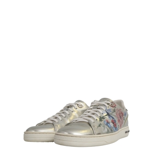 Metallic Frontrow Floral Sneakers Silver