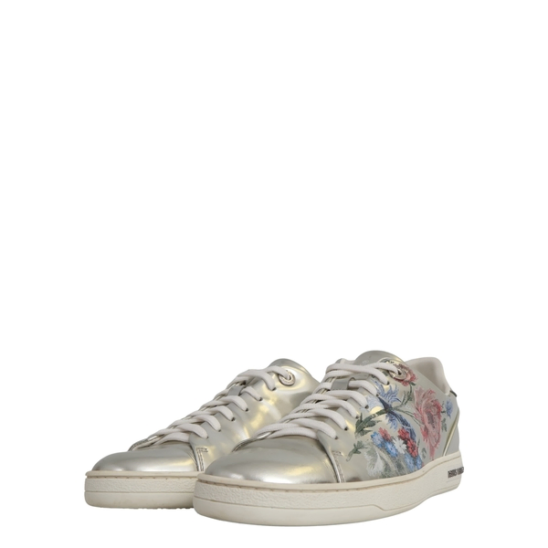 Metallic Frontrow Floral Sneakers Silver