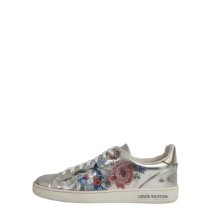 Metallic Frontrow Floral Sneakers Silver, view 2