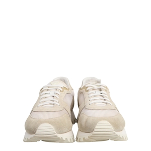 Suede/Mesh LV Runner Sneakers Beige/Cream, view 3