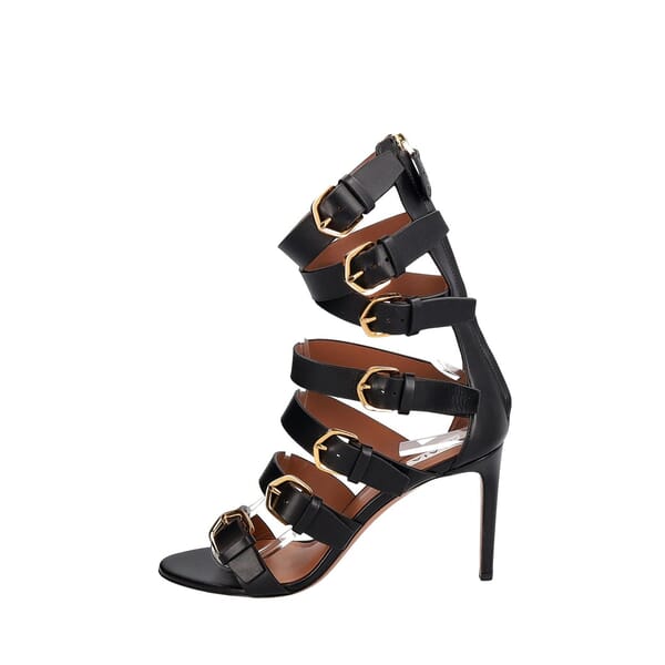 Leather Multi Boucles Sandals Black